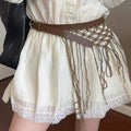 Vintage Woven Hollow Out Mesh Tassel Waist Belt 6W6JBT228