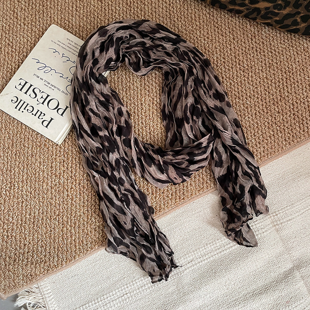 Vintage Zebra Leopard Print Long Silk Scarf 6W6NSC226