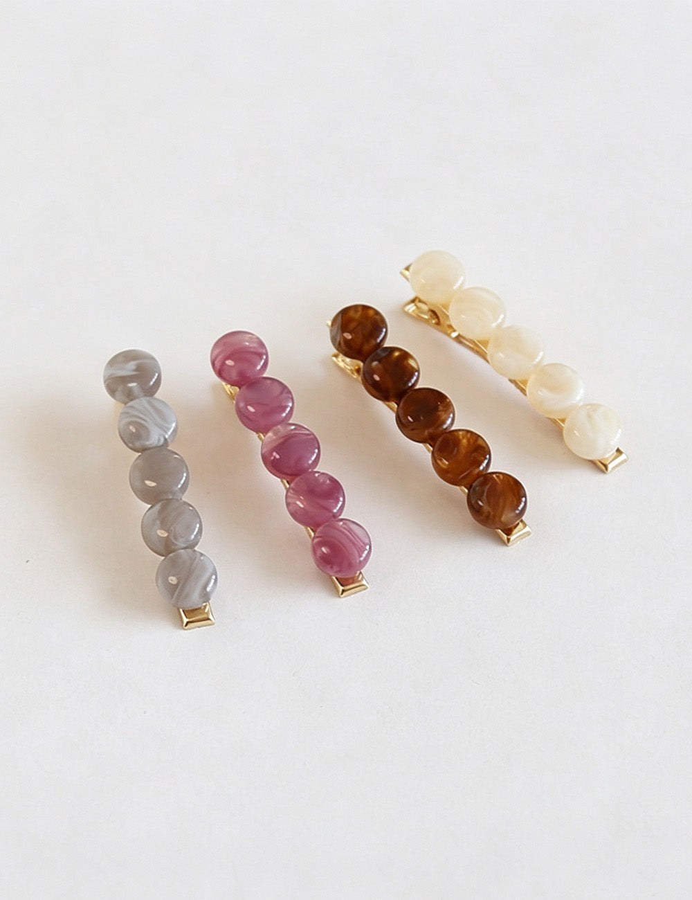 Simple Round Bead Non-Slip Duckbill Hair Clip 6W6HCP1258
