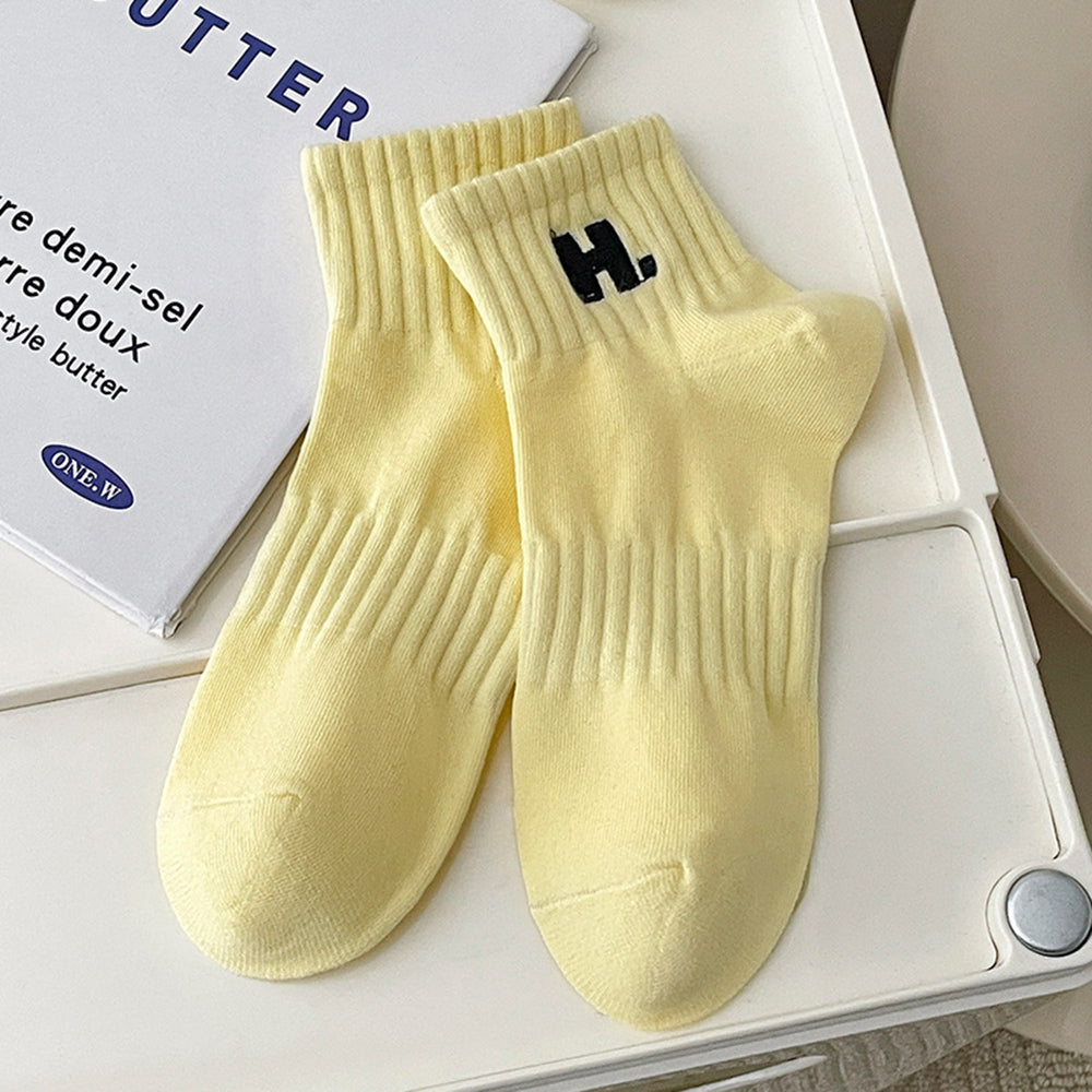 Letter Embroidery Knit Socks - DippedShop Wholesale - #3571