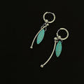 Vintage Asymmetrical Turquoise Teardrop Hoop Earrings 6W6JER606