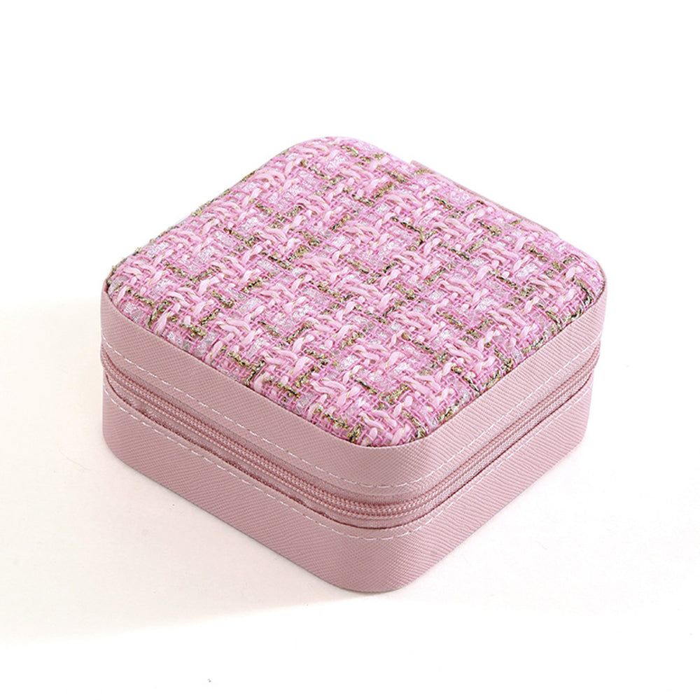 Square Tweed Mini Travel Jewelry Box 6W5CO363