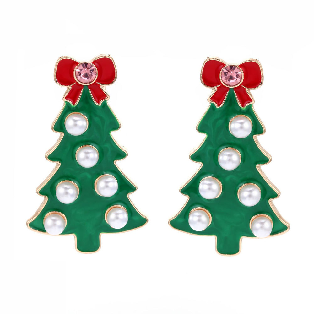 Rhinestone Christmas Tree Earrings - DippedShop Wholesale - #0467