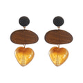 Wooden Heart Drop Earrings - DippedShop Wholesale - #6275