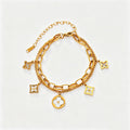 Simple Gold Four-Lear Clover Pendant Bracelet 6W6JBR515