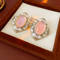 Vintage Oval Gemstone Rhinestone Stud Earrings 6W6JER730