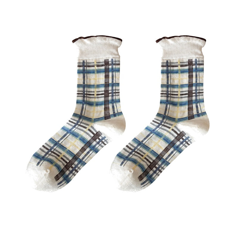 Plaid Striped Slouchy Socks - DippedShop Wholesale - #9379