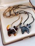 Vintage Kitten Pendant Beads Rope Braided Necklace 6W6JNC910