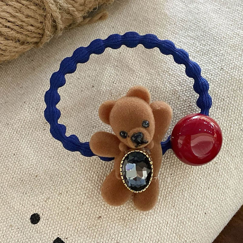 Cute Bear Bead Flocking Hair Tie MK2BLW6W6HHT17