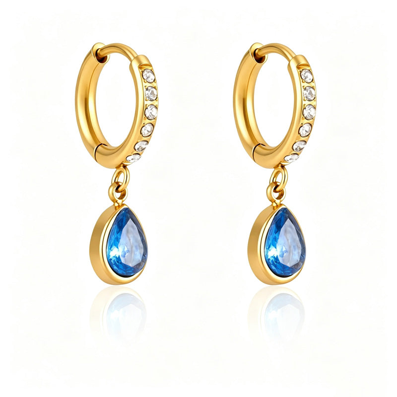 Trendy Cubic Zirconia Teardrop Dangle Hoop Earrings 6W6JER599