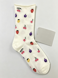 Floral Rolled Cuff Crew Socks - DippedShop Wholesale - #8339