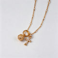 Elegant Gold Plated Rhinestone Cross Pendant Necklace 6W6JNC935