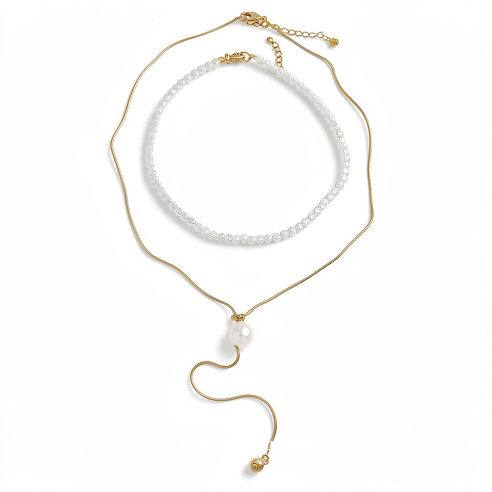 Double Layer Pearl Necklace - DippedShop Wholesale - #8803