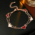 Chic Double Layer Heart Pendant Chain Bracelet 6W6JBR707