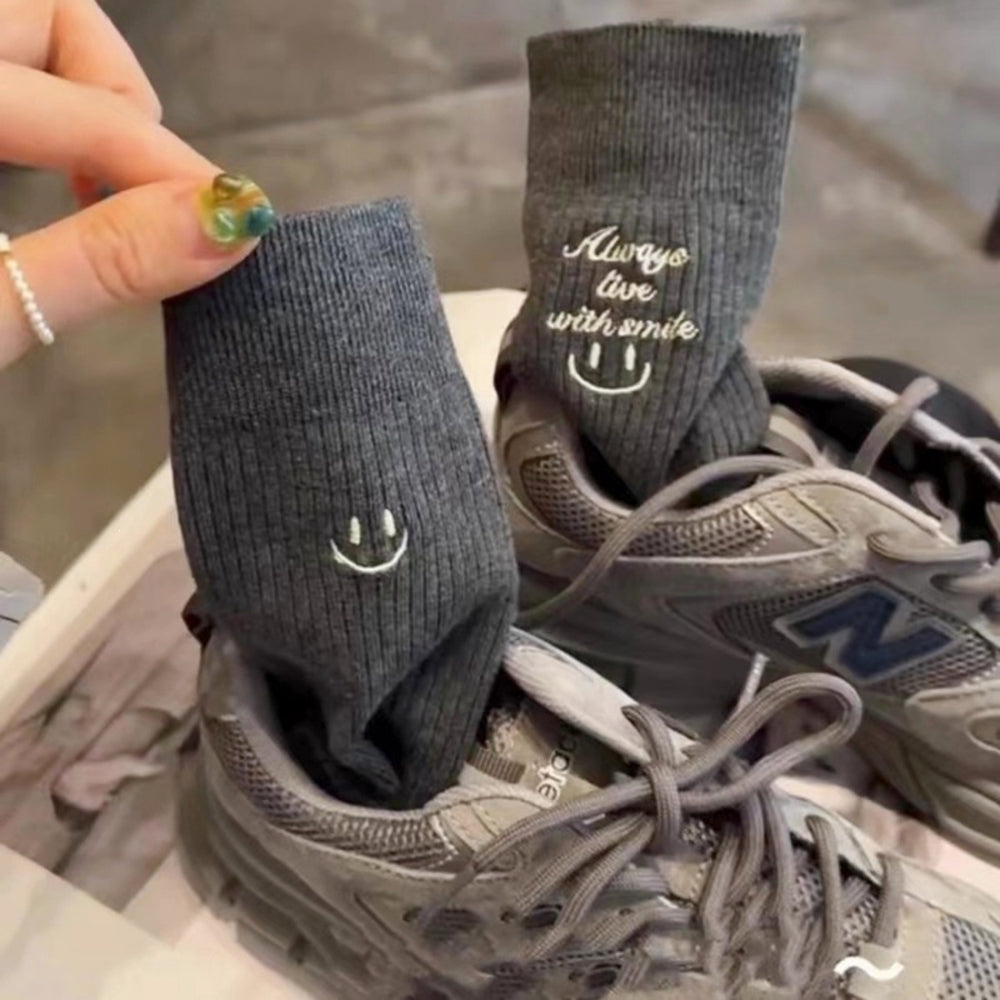 Smiley Face Crew Socks - DippedShop Wholesale - #7523