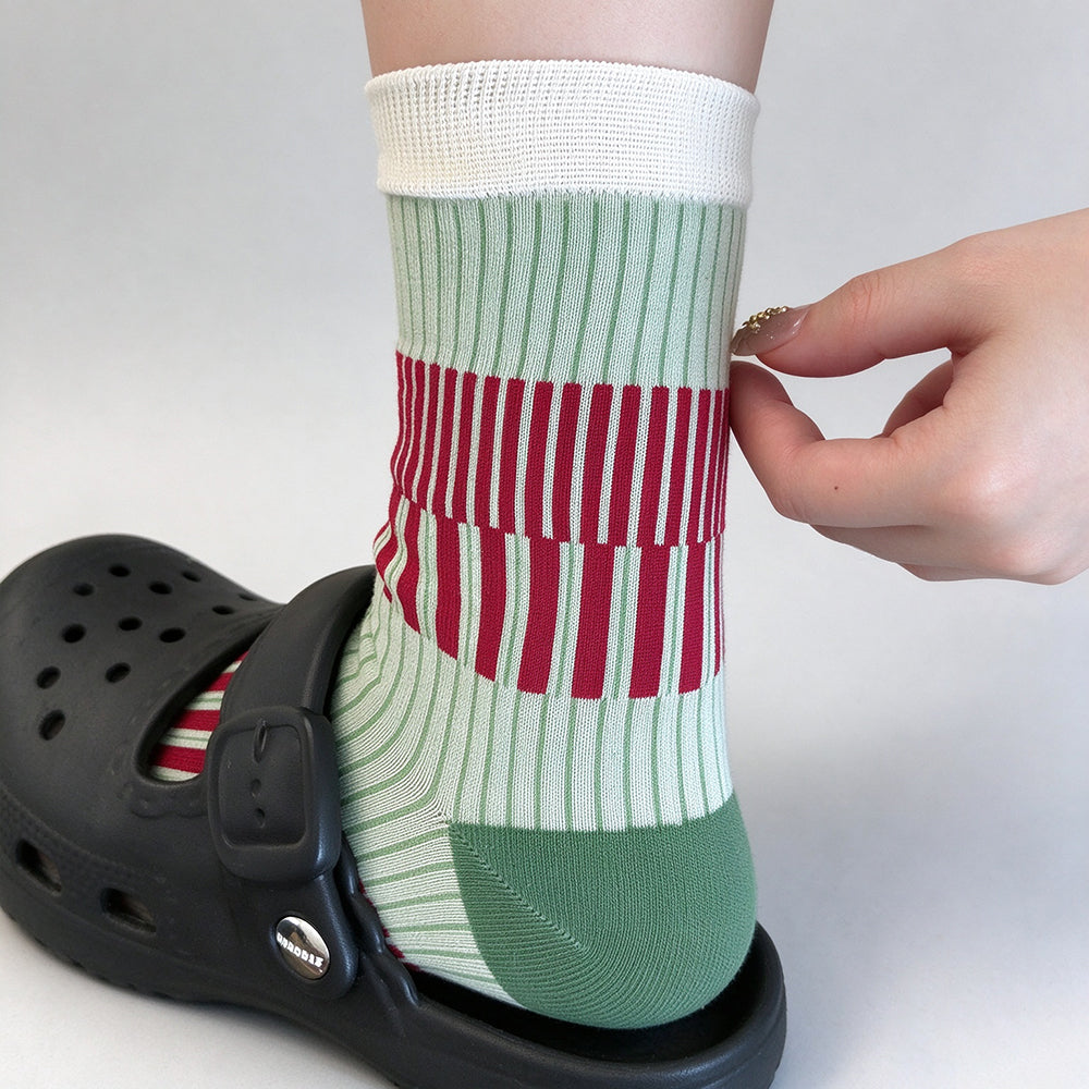 Striped Apple Print Socks - DippedShop Wholesale - #0819