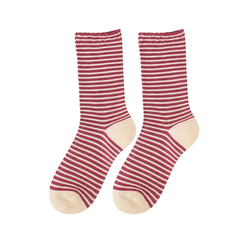 Color Contrast Striped Soft Crew Socks 6W8FSO700