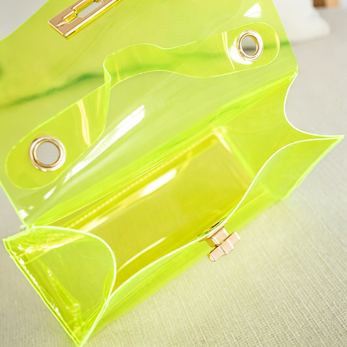 Cute Solid Color Square Jelly Clear Tote Bag 6W10BBG2117