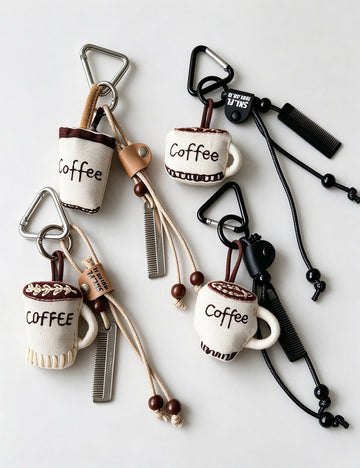 Coffee Cup Plush Bag Charm - DippedShop Wholesale - #7315