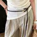 Vintage Knot Ring Tie Braided Rope Waist Belt 6W6JBT198