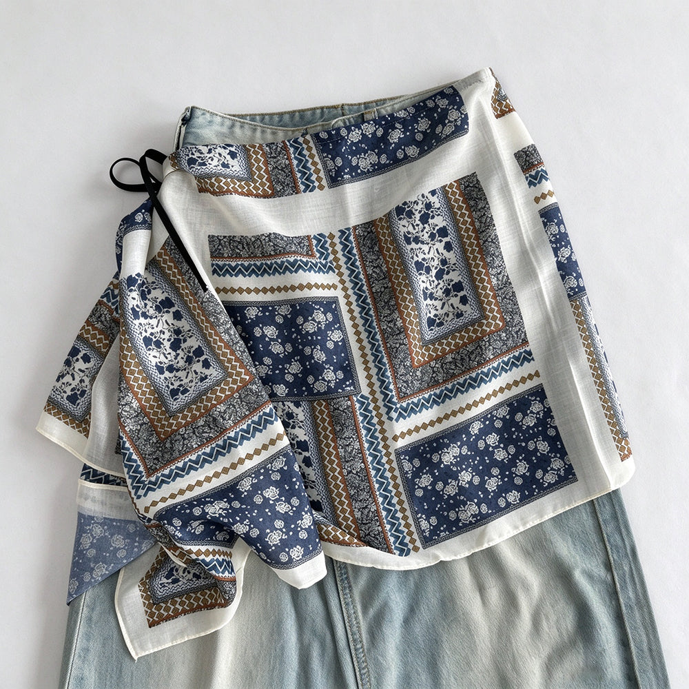 Trendy Floral Print Tie Waist Wrap Hip Scarf 6W1SL45