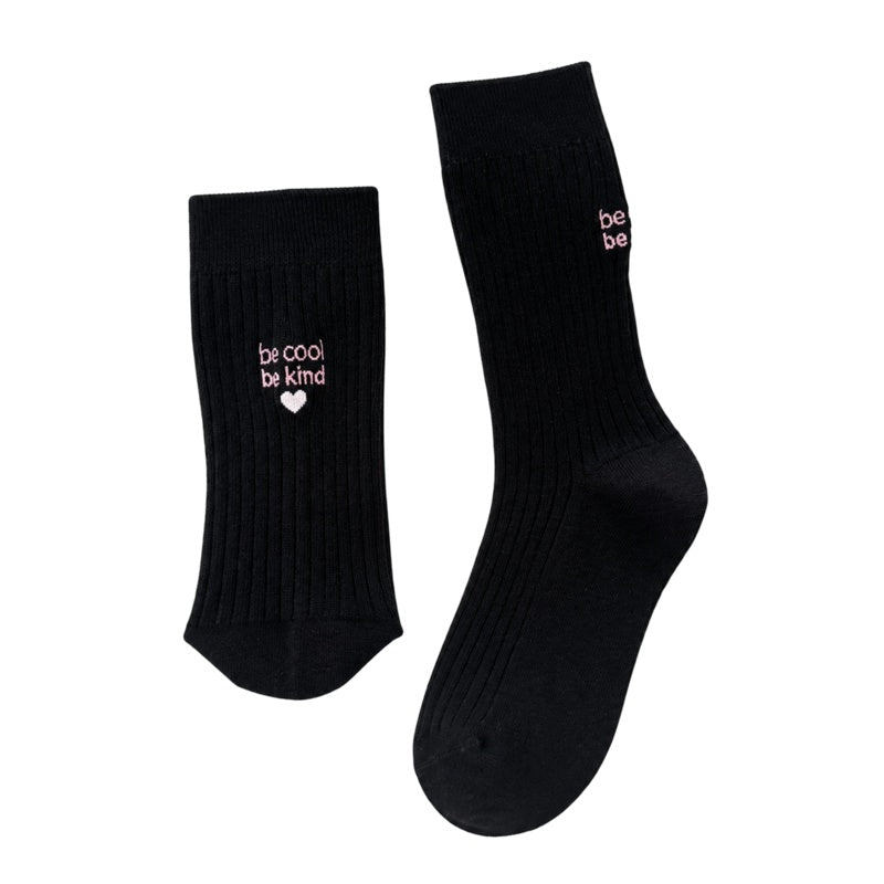 Heart Letter Embroidered Ribbed Mid Socks 6W8FSO649