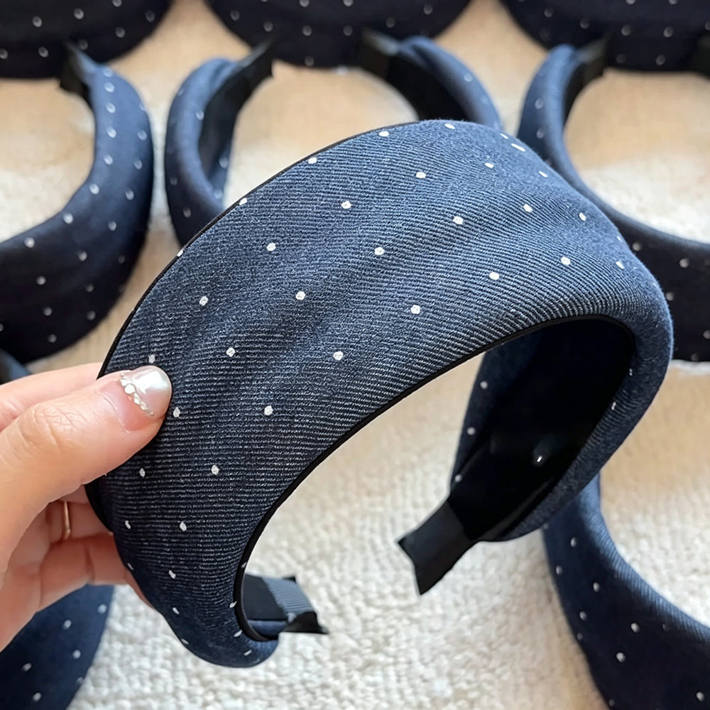 Denim Polka Dot Non Slip Wide Headband 6W6HBD365