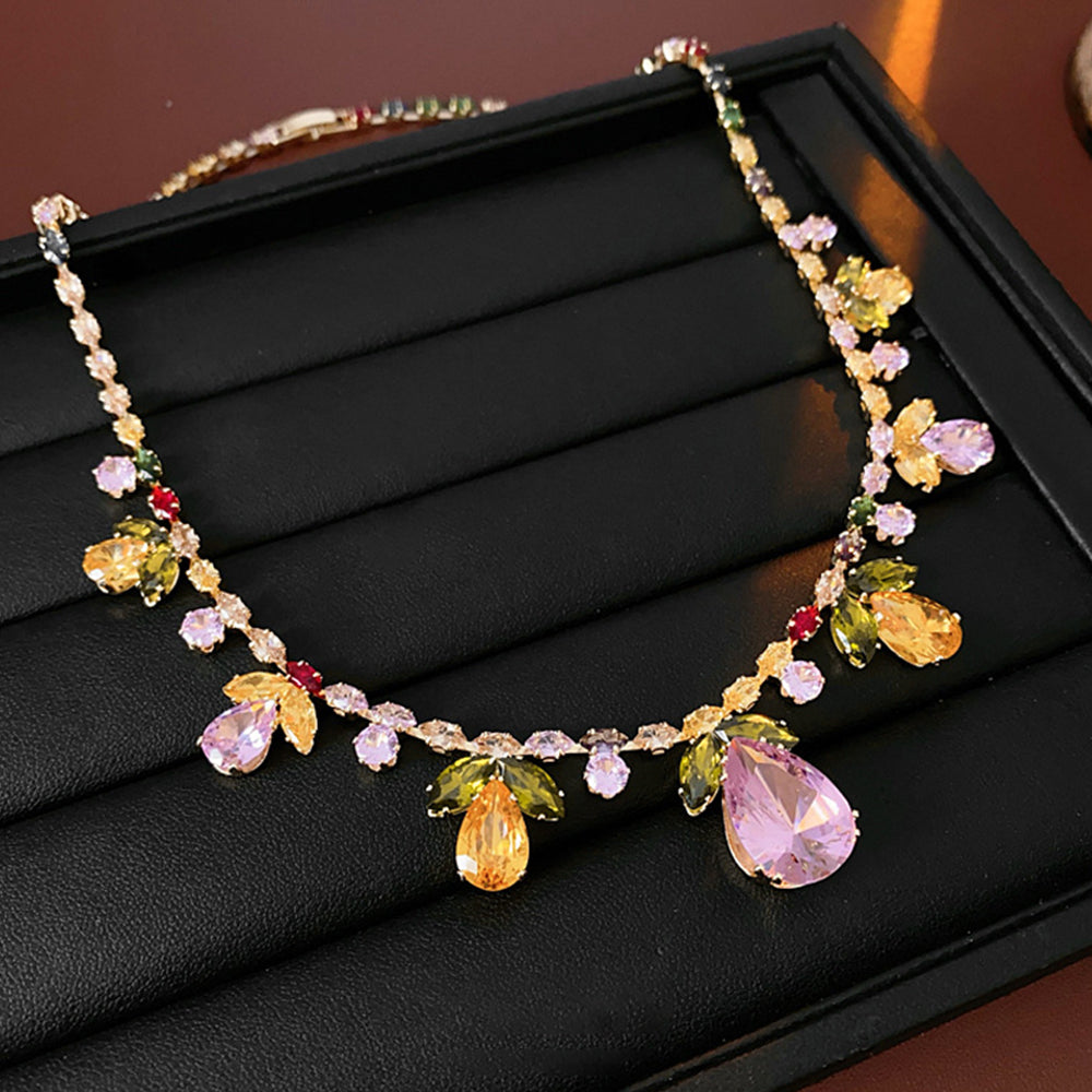 Stylish Rhinestones Tassel Choker Necklace 6W6JNC978