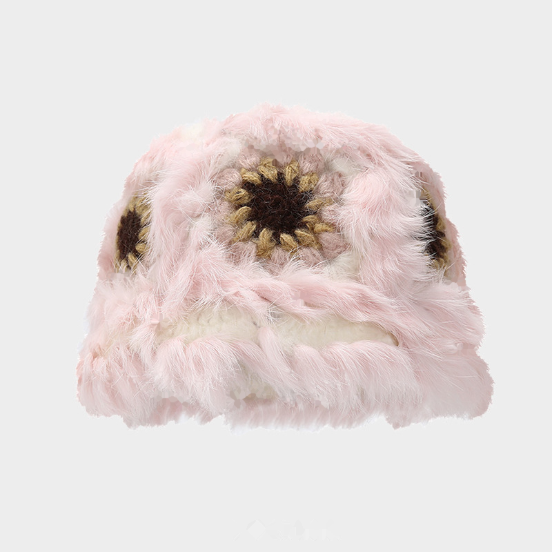 Stylish Hand Crochet Fur Bucket Hat 6W6HAT676