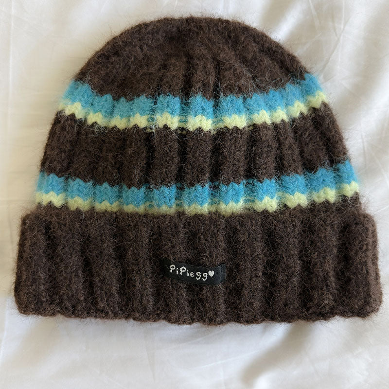 Trendy Color Contrast Striped Warm Beanie Hat 6W6HAT549