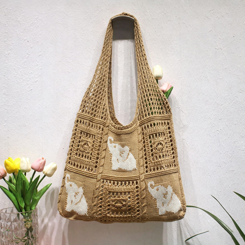 Casual Hollow Out Elephant Print Handbag 6W10BBG1773