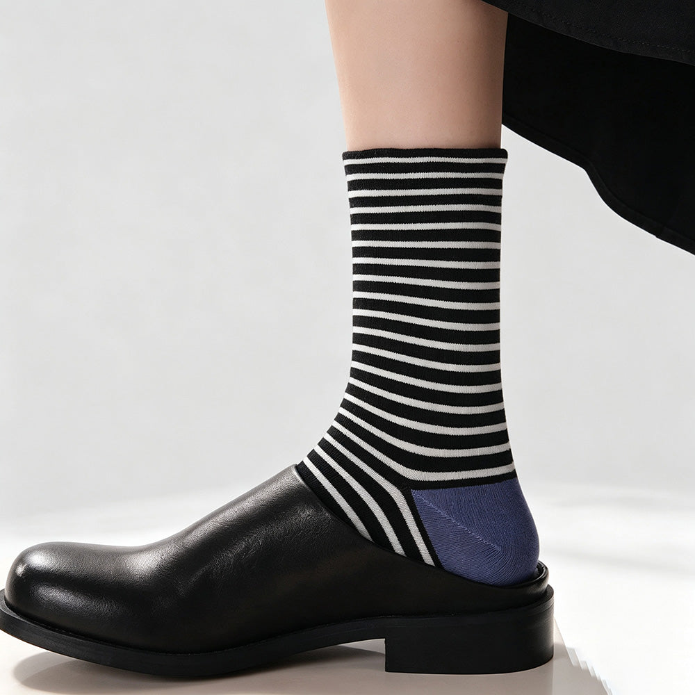 Color Block Striped Crew Socks - DippedShop Wholesale - #8963