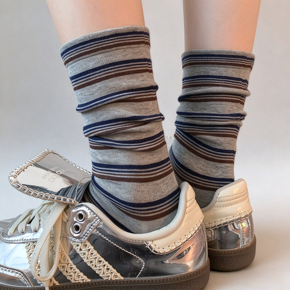 Striped Slouchy Crew Socks - DippedShop Wholesale - #3139