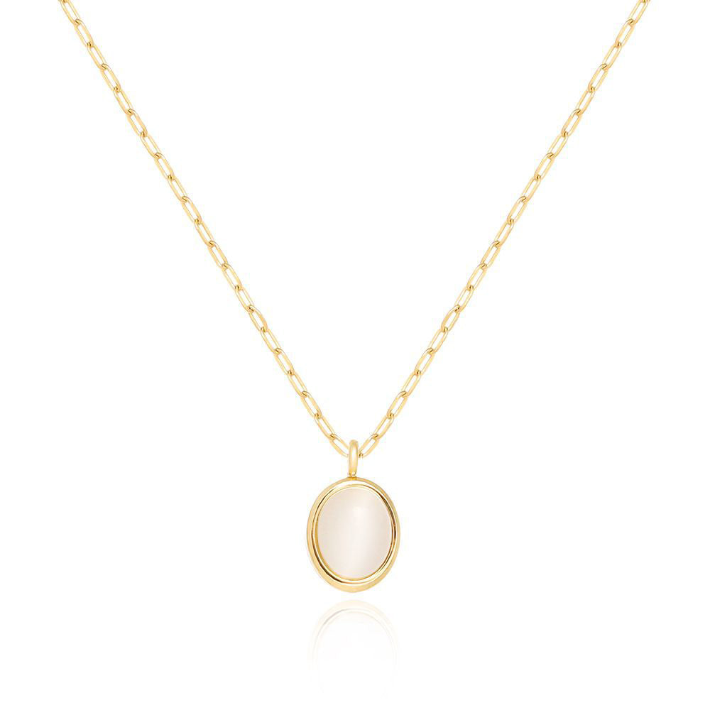 Vintage Oval Gemstone Pendant Choker Necklace 6W6JNC1082