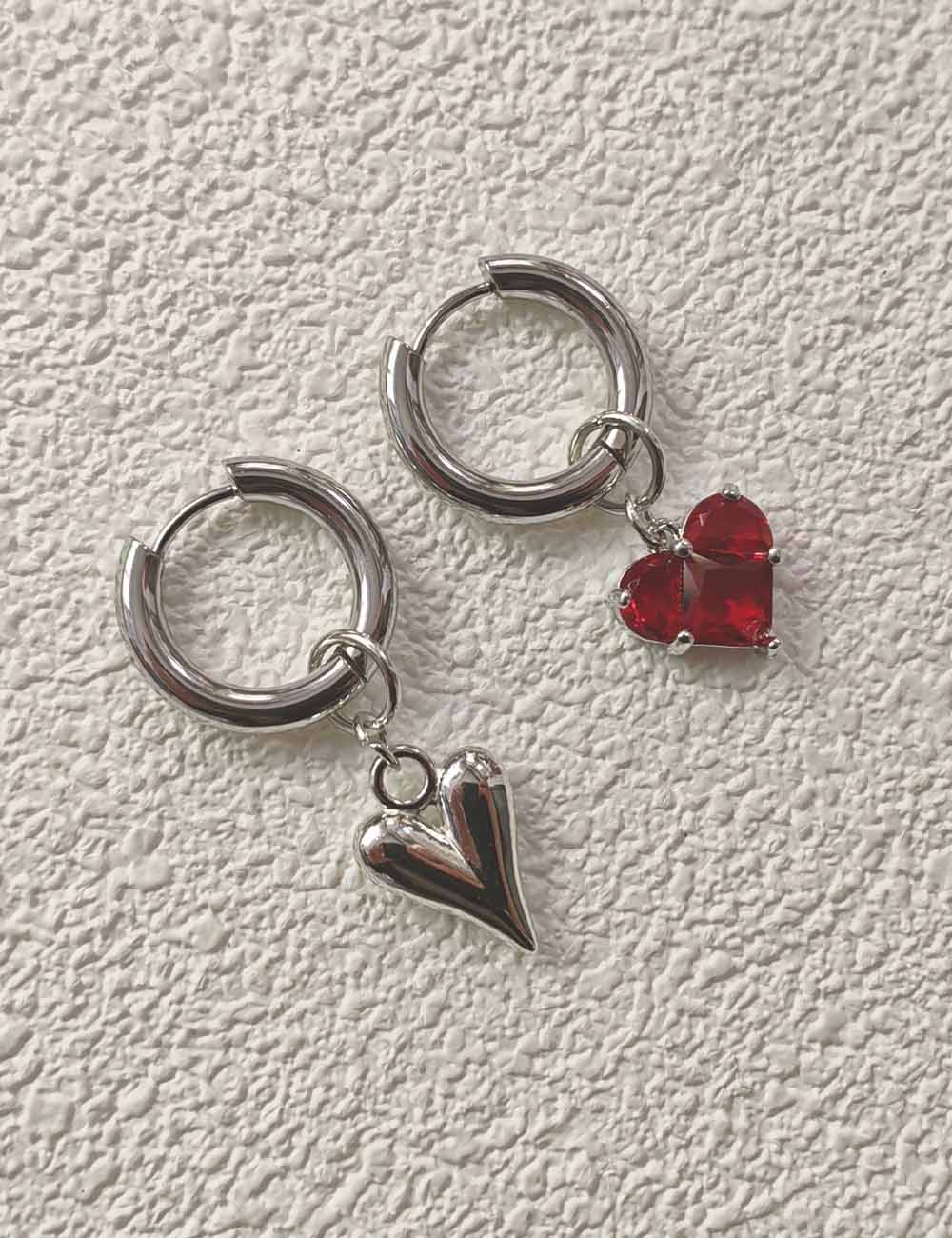 Heart Pendant CZ Hoop Earrings - DippedShop Wholesale - #3571