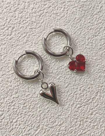 Heart Pendant CZ Hoop Earrings - DippedShop Wholesale - #3571