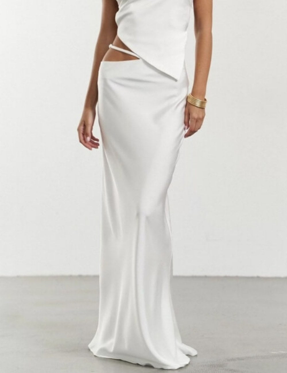 Solid Color Hip Wrap Soft Maxi Skirts DP25C405
