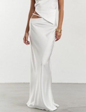 Solid Color Hip Wrap Soft Maxi Skirts DP25C405