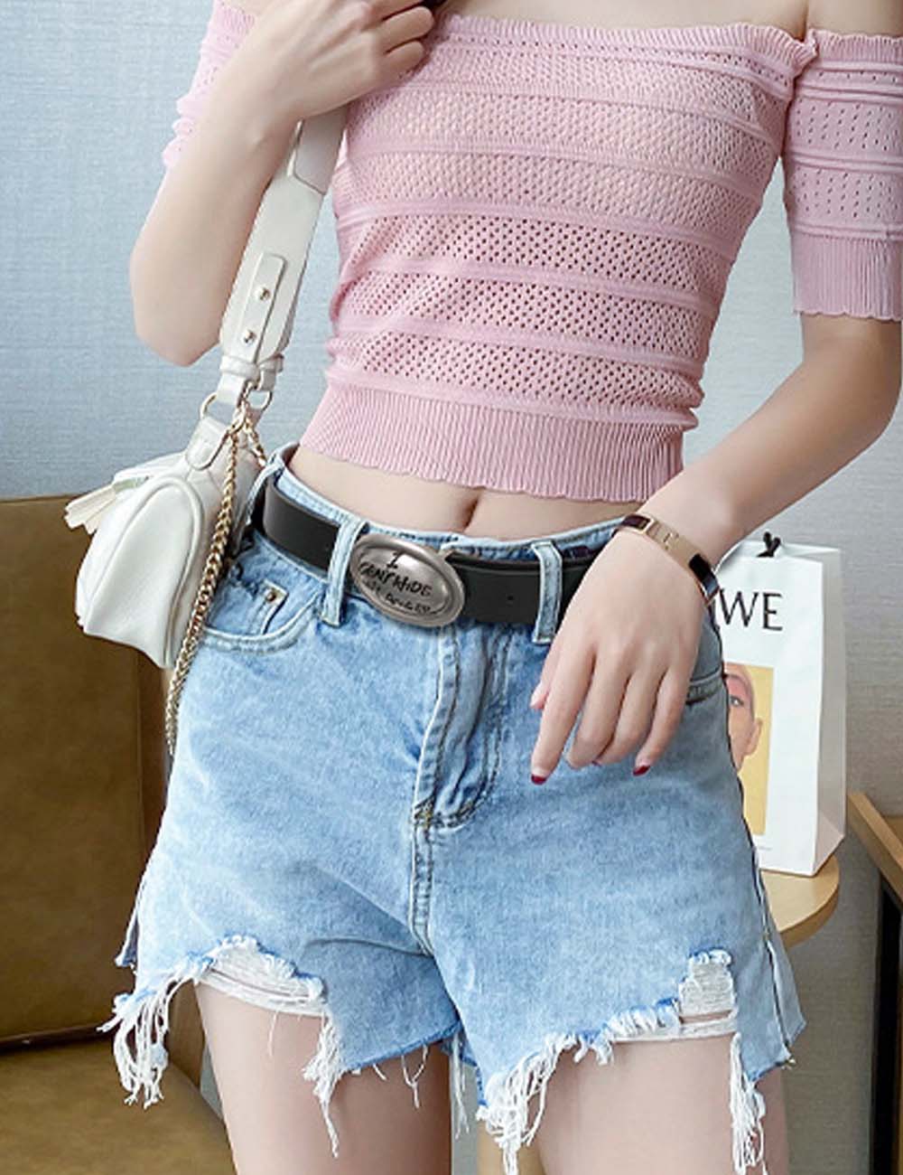 Minimalist Solid Color Leather Waist Belt MK2LEEP6W6JBT34