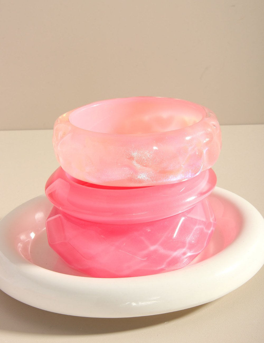 Pink Shiny Simple Acrylic Bracelets DP25B569