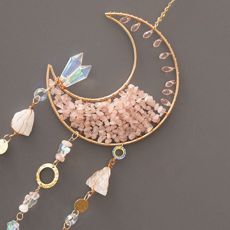 Pink Crystal Moon Suncatcher - DippedShop Wholesale - #9619
