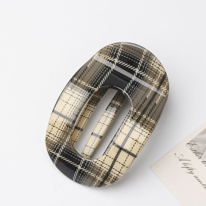 Color Block Plaid Hair Claw - DippedShop Wholesale - #7139