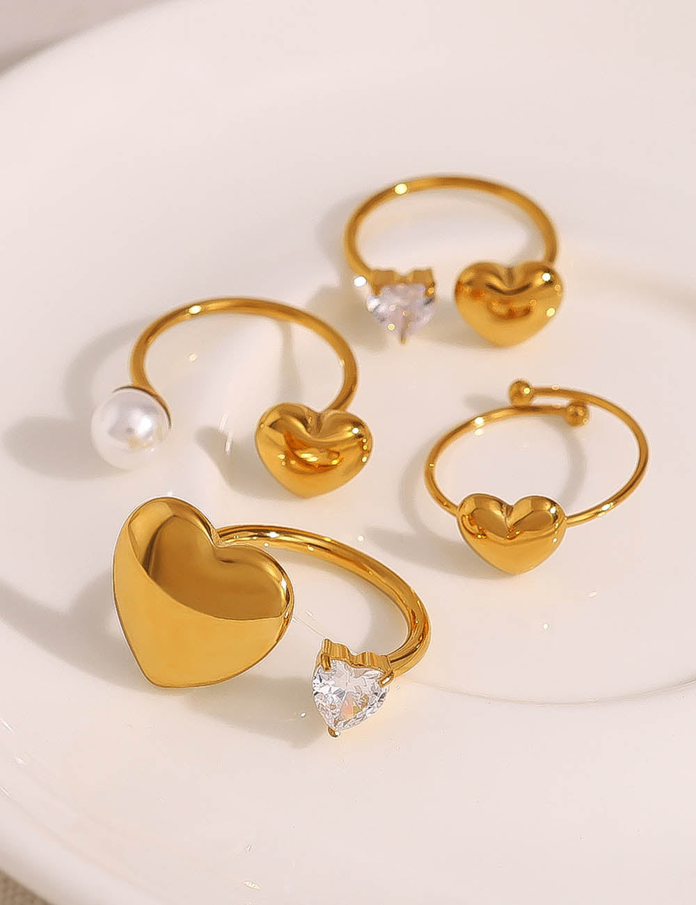 Cute Gold Plated Heart Open Ad - DippedShop Wholesale - #8835