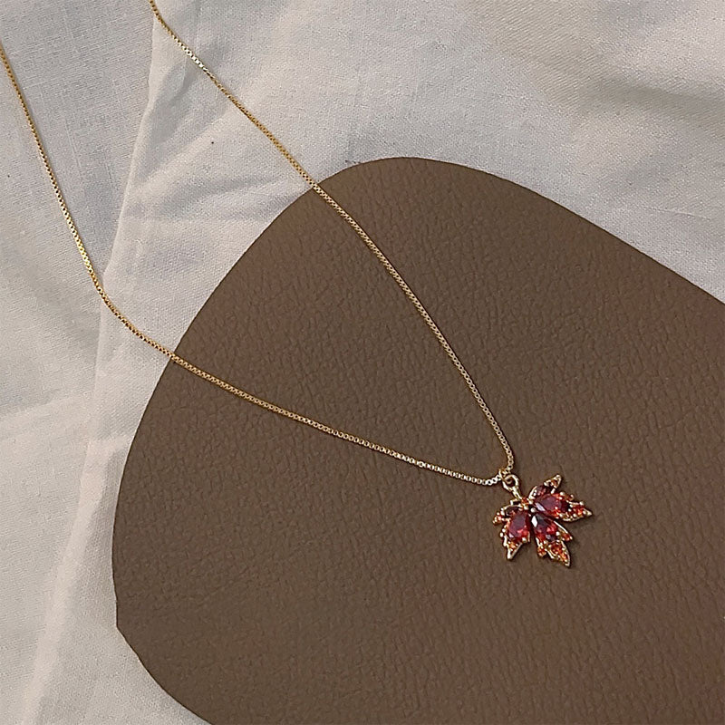 Gold Plated Maple Leaf Necklace - DippedShop Wholesale - #5075