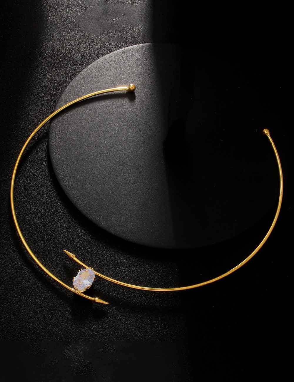 Minimalist  Oval Zircon Geometric Choker Necklace DP25F848