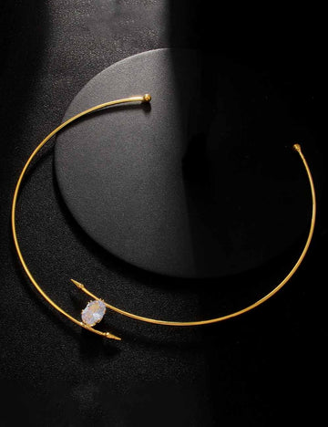 Minimalist  Oval Zircon Geometric Choker Necklace DP25F848