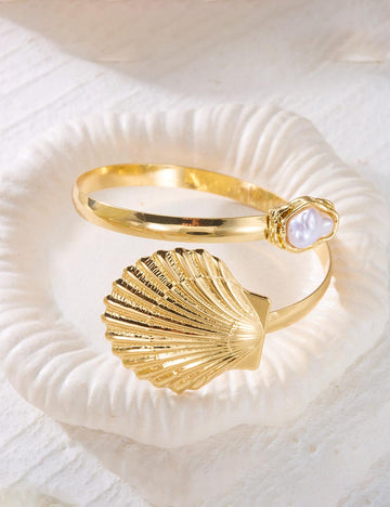 Chunky Gold Plated Shell Pearl - DippedShop Wholesale - #1059
