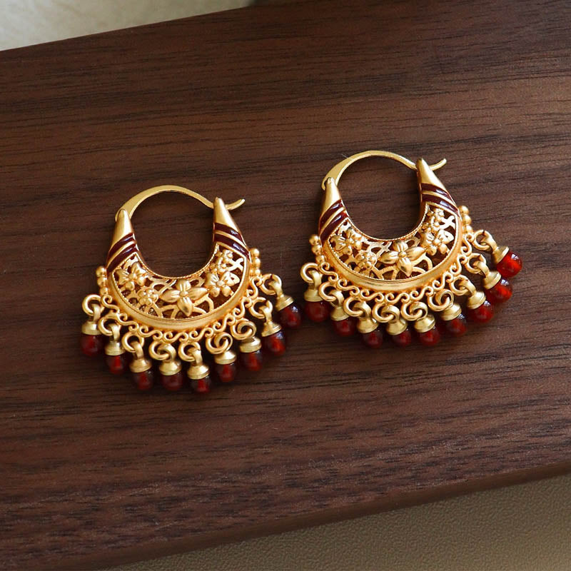 Bohemian Pearl Tassel Hoop Earrings - DippedShop Wholesale - #7107