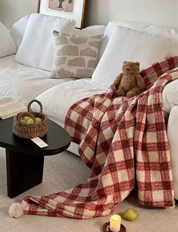 Vintage Plaid Soft Thicken Warm Blanket DP25H420