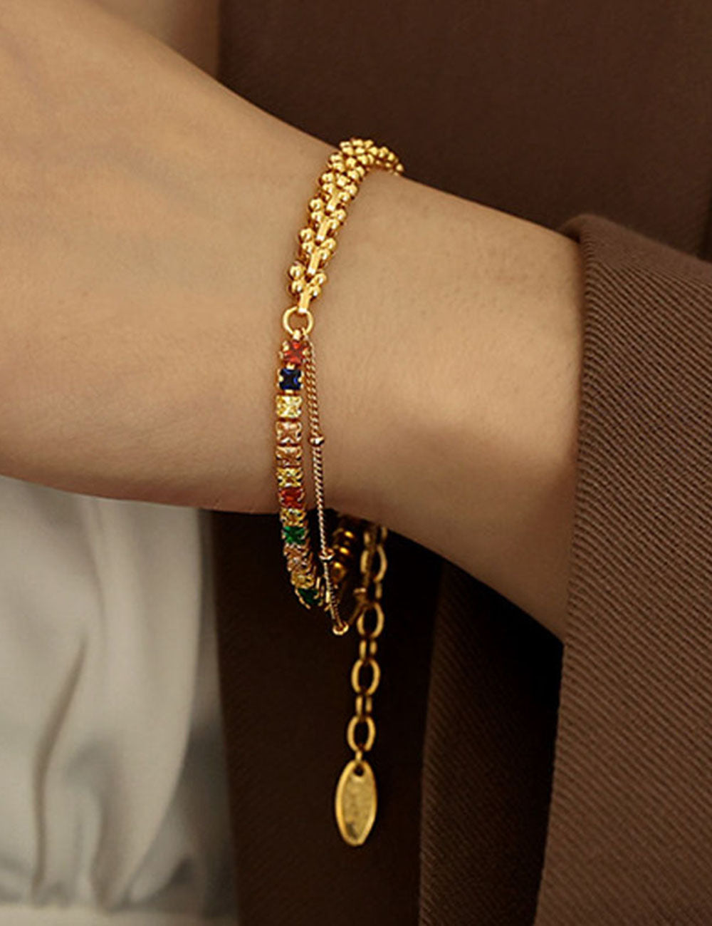 Chunky Colorful Zirconia Bracelet - DippedShop Wholesale - #1139